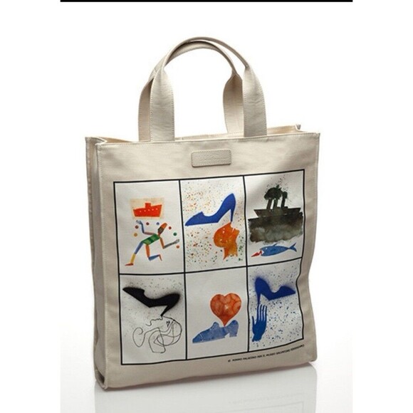 Salvatore Ferragamo Handbags - SALVATORE Ferragamo Fatti A Mano Canvas Museum Totebag Collab W/Mimmo Paladino
